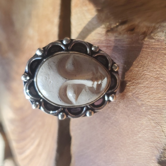 New Carved Goddess Face 925 Silver Ring. - Picture 2 of 9